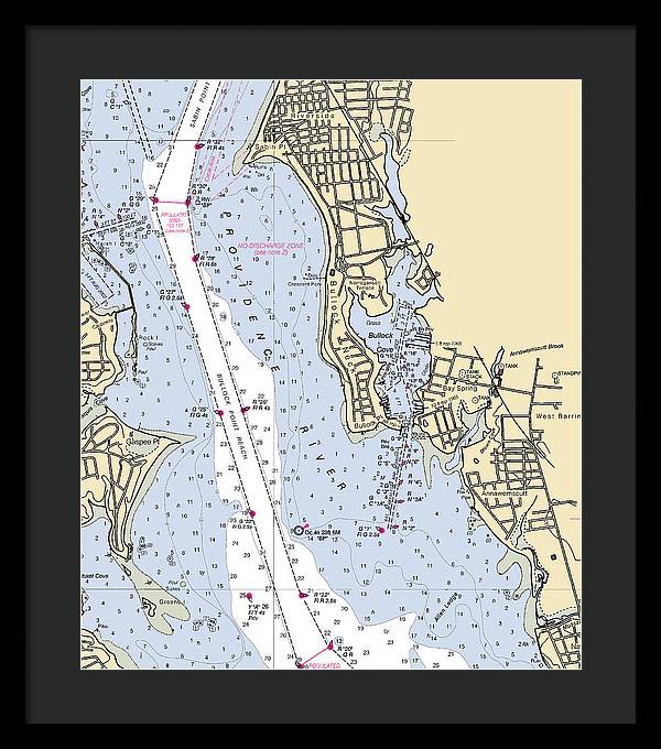 Bullock Cove-rhode Island Nautical Chart - Framed Print