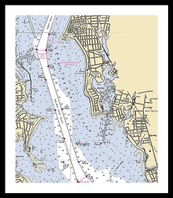 Bullock Cove-rhode Island Nautical Chart - Framed Print