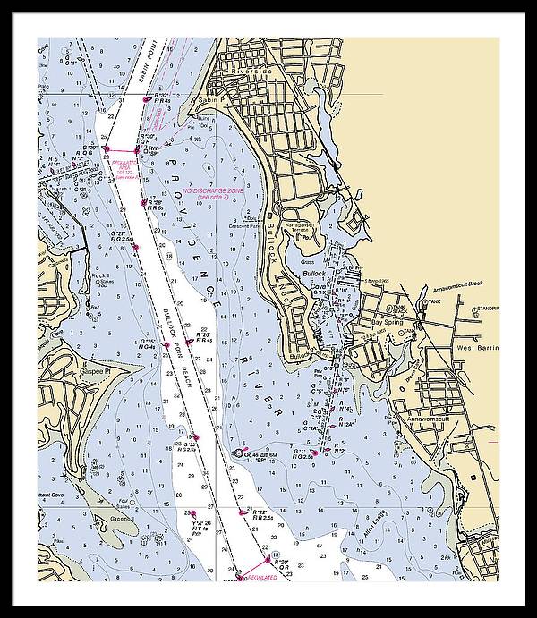 Bullock Cove-rhode Island Nautical Chart - Framed Print