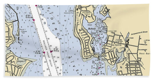 Bullock Cove-rhode Island Nautical Chart - Beach Towel