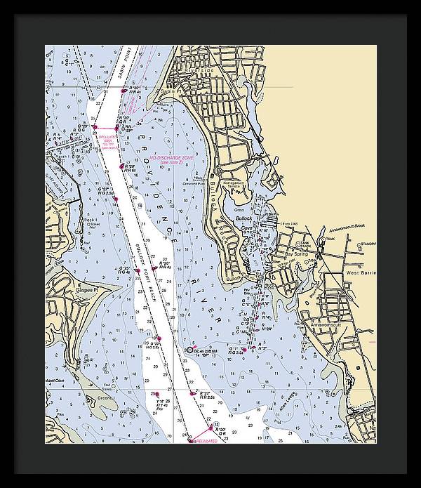 Bullock Cove-rhode Island Nautical Chart - Framed Print