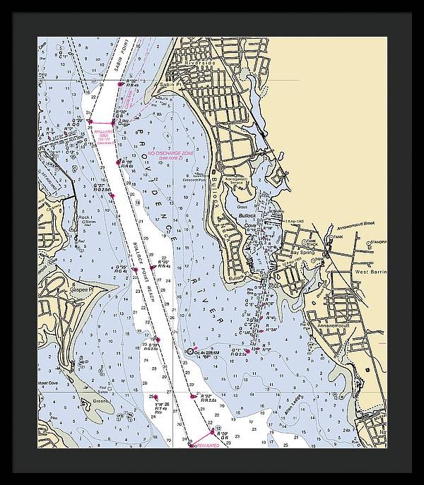 Bullock Cove-rhode Island Nautical Chart - Framed Print