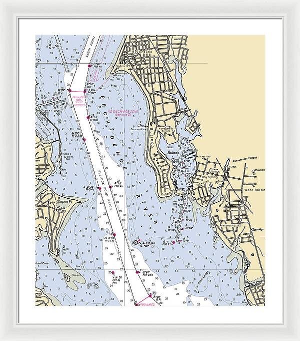 Bullock Cove-rhode Island Nautical Chart - Framed Print