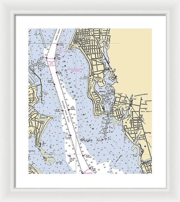 Bullock Cove-rhode Island Nautical Chart - Framed Print