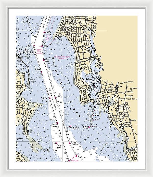 Bullock Cove-rhode Island Nautical Chart - Framed Print