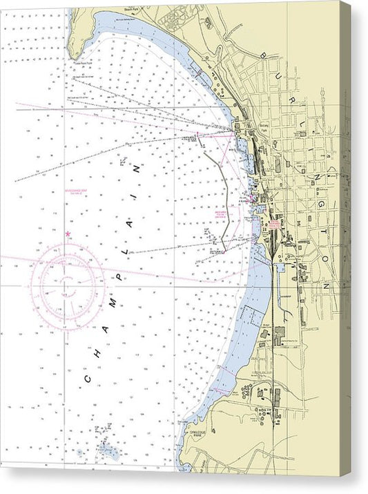 Burlington Lake Champlain Nautical Chart Canvas Print