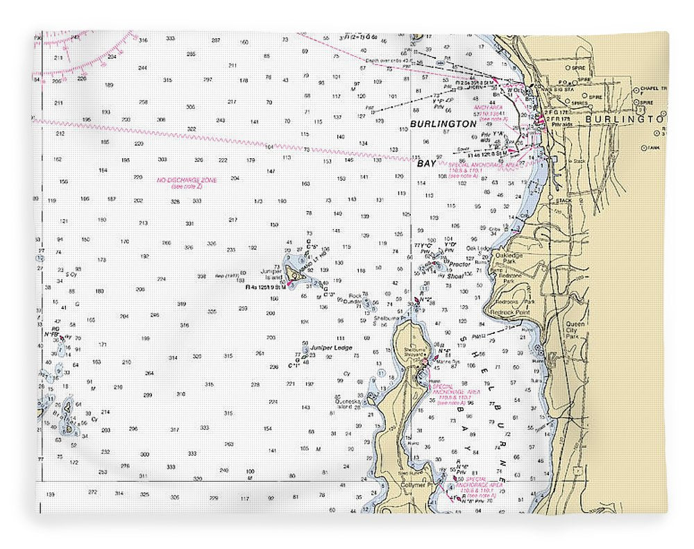 Burlington Shelburne Bay-lake Champlain  Nautical Chart - Blanket