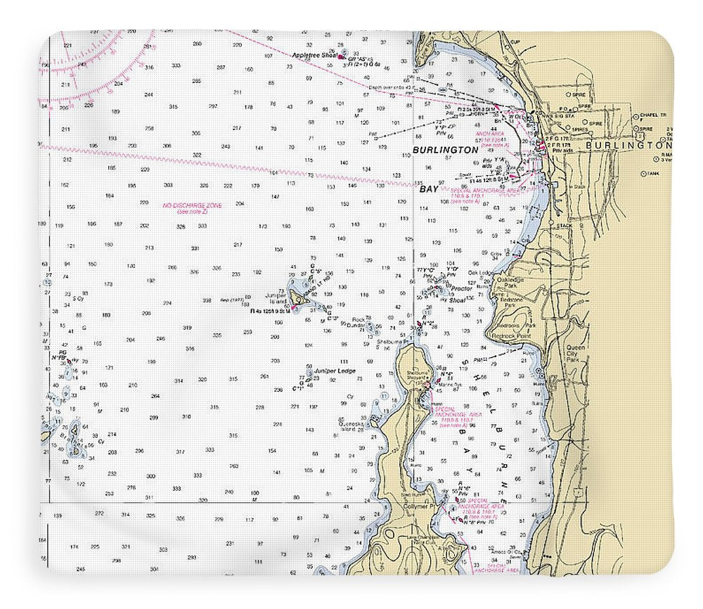 Burlington Shelburne Bay-lake Champlain  Nautical Chart - Blanket