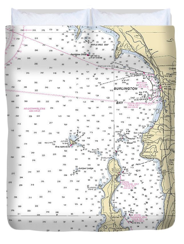Burlington Shelburne Bay-lake Champlain  Nautical Chart - Duvet Cover