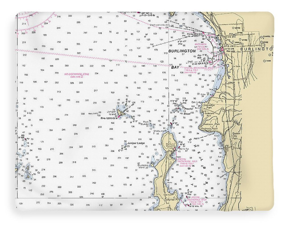 Burlington Shelburne Bay-lake Champlain  Nautical Chart - Blanket