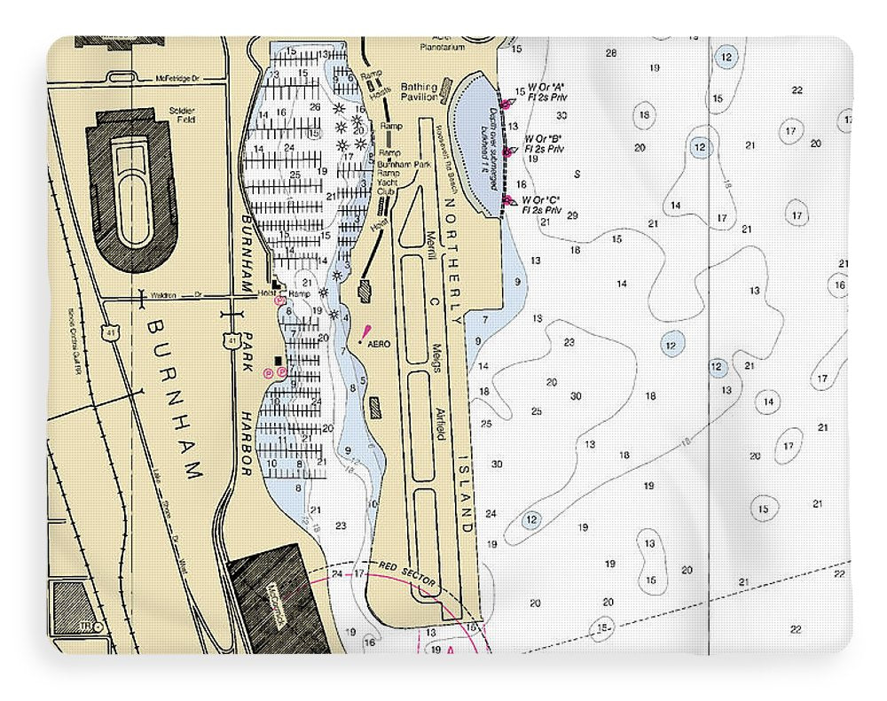 Burnham Park Harbor-lake Michigan Nautical Chart - Blanket