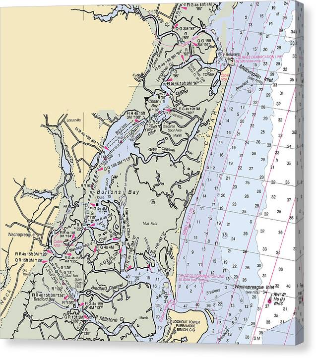 Burtons Bay-Virginia Nautical Chart Canvas Print