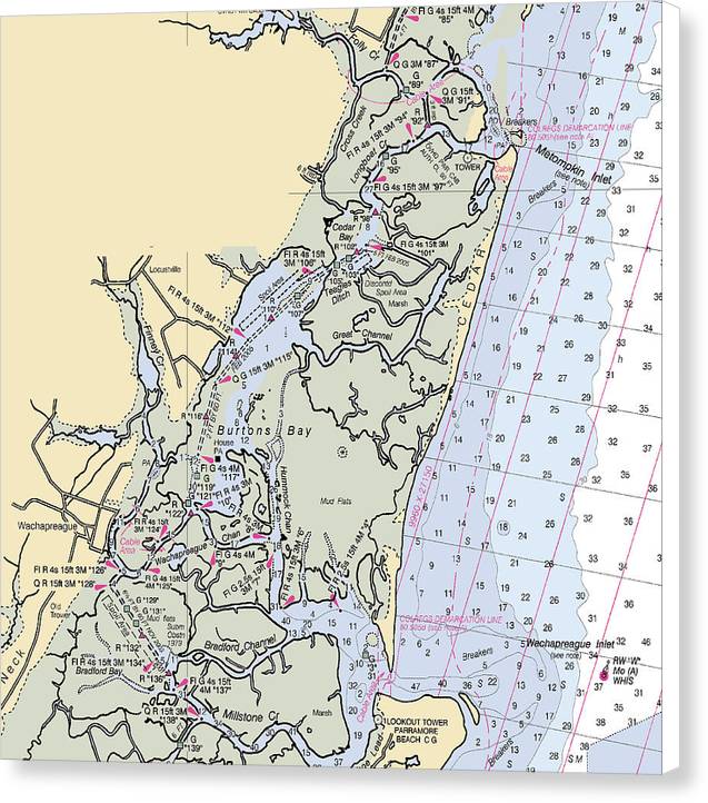 Burtons Bay-virginia Nautical Chart - Canvas Print