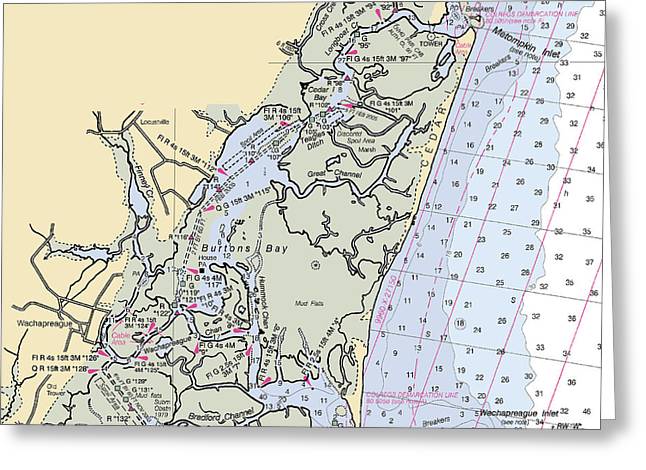 Burtons Bay-virginia Nautical Chart - Greeting Card