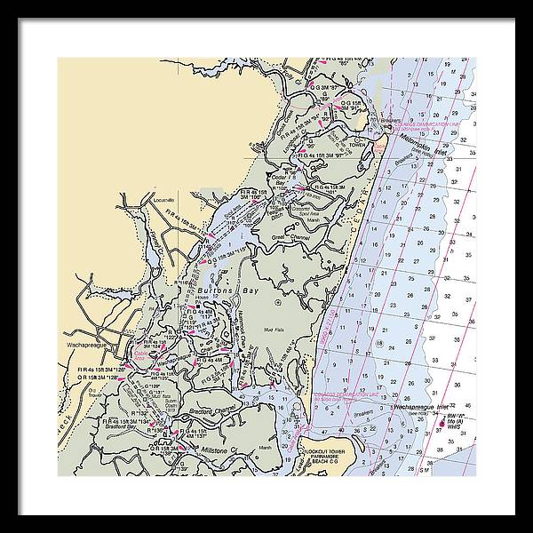 Burtons Bay-virginia Nautical Chart - Framed Print