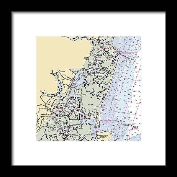 Burtons Bay-virginia Nautical Chart - Framed Print