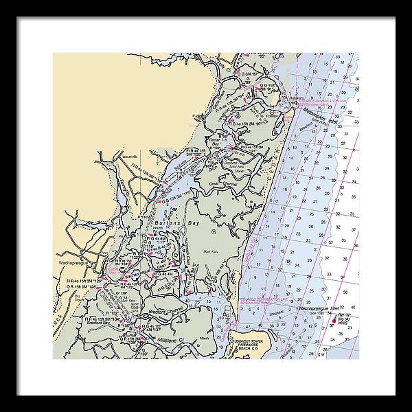 Burtons Bay-virginia Nautical Chart - Framed Print