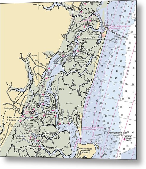 A beuatiful Metal Print of the Burtons Bay-Virginia Nautical Chart - Metal Print by SeaKoast.  100% Guarenteed!