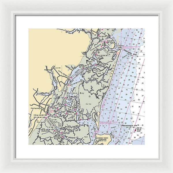 Burtons Bay-virginia Nautical Chart - Framed Print