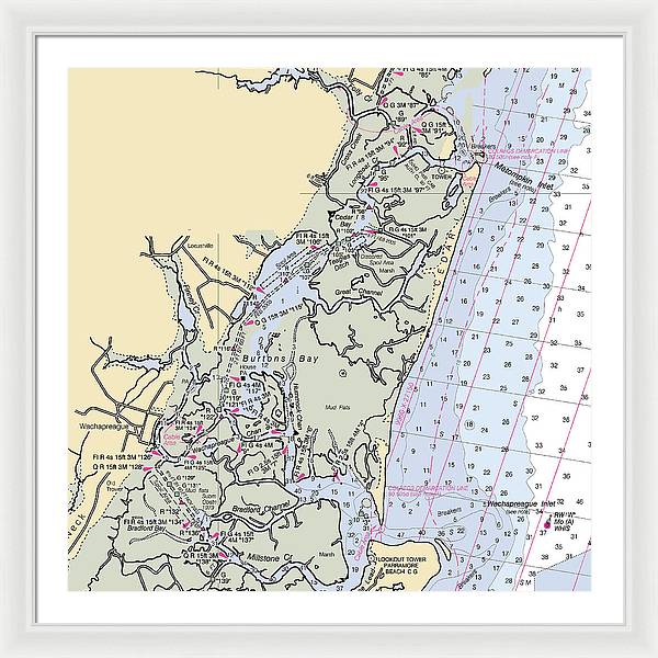 Burtons Bay-virginia Nautical Chart - Framed Print