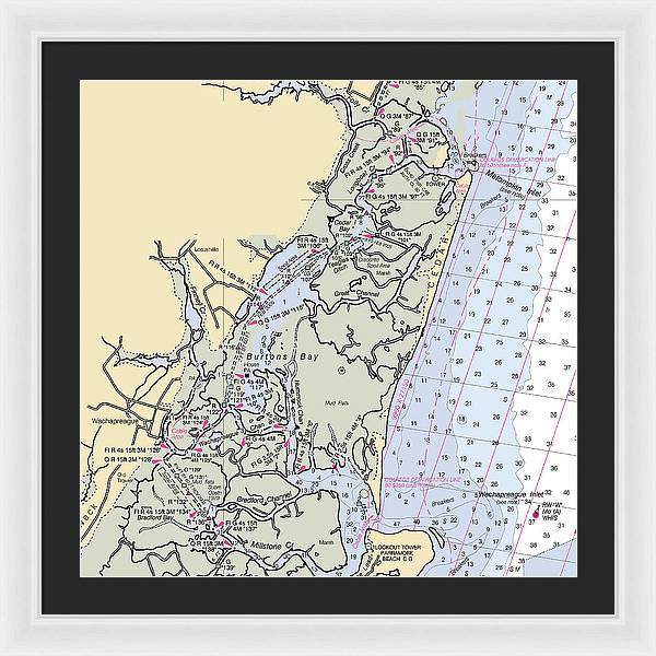 Burtons Bay-virginia Nautical Chart - Framed Print