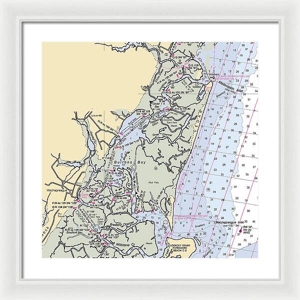 Burtons Bay-virginia Nautical Chart - Framed Print