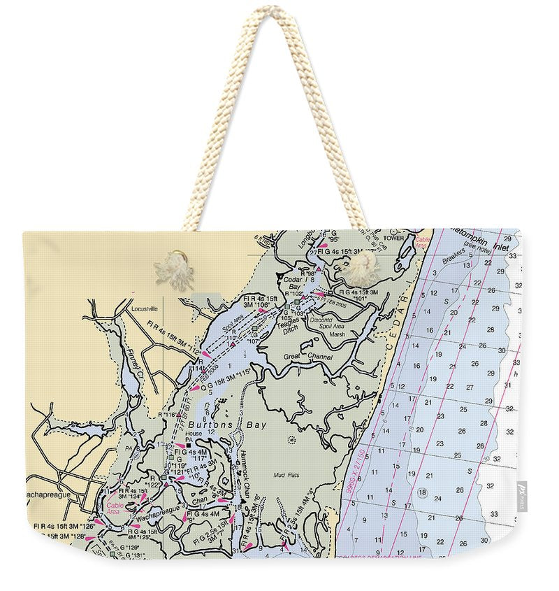 Burtons Bay-virginia Nautical Chart - Weekender Tote Bag