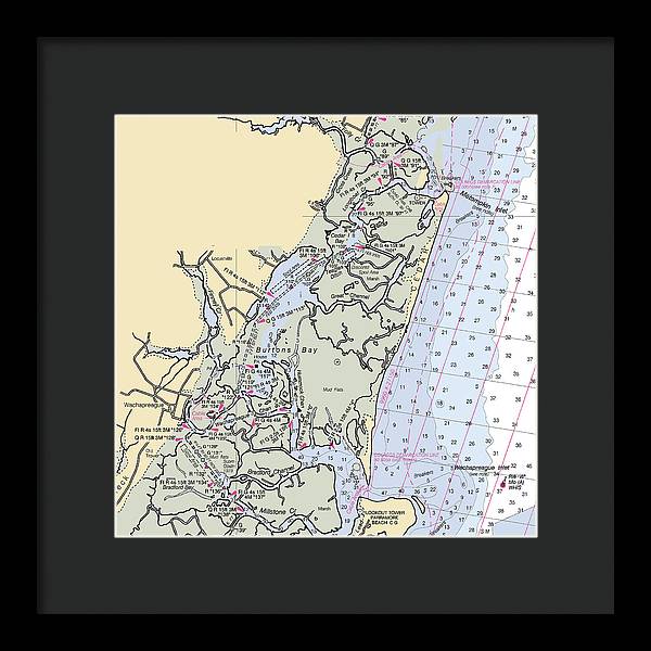 Burtons Bay-virginia Nautical Chart - Framed Print