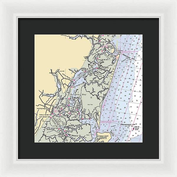 Burtons Bay-virginia Nautical Chart - Framed Print