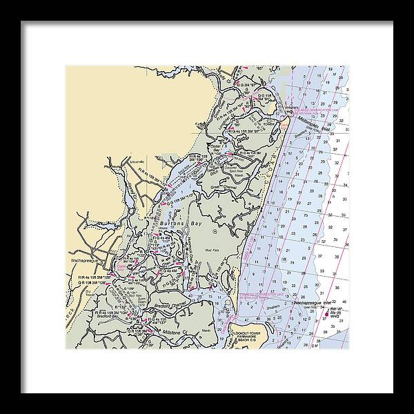 Burtons Bay-virginia Nautical Chart - Framed Print