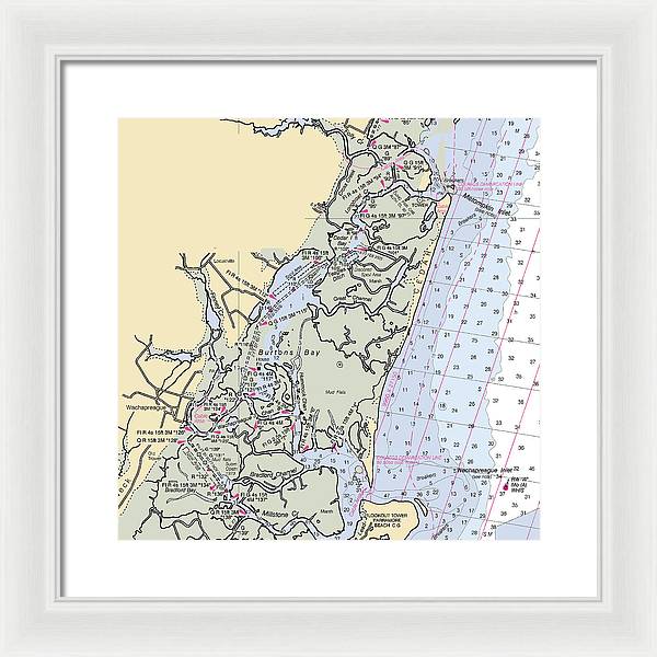 Burtons Bay-virginia Nautical Chart - Framed Print