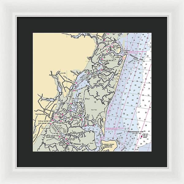 Burtons Bay-virginia Nautical Chart - Framed Print