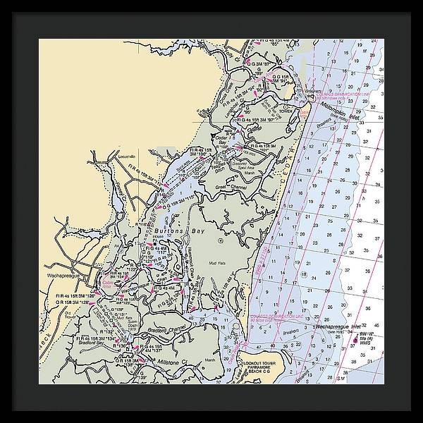 Burtons Bay-virginia Nautical Chart - Framed Print