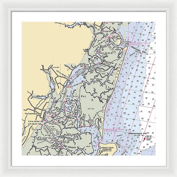 Burtons Bay-virginia Nautical Chart - Framed Print