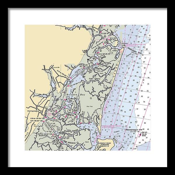 Burtons Bay-virginia Nautical Chart - Framed Print