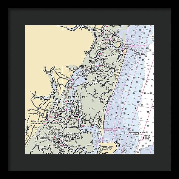 Burtons Bay-virginia Nautical Chart - Framed Print