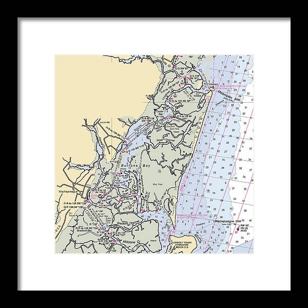 Burtons Bay-virginia Nautical Chart - Framed Print