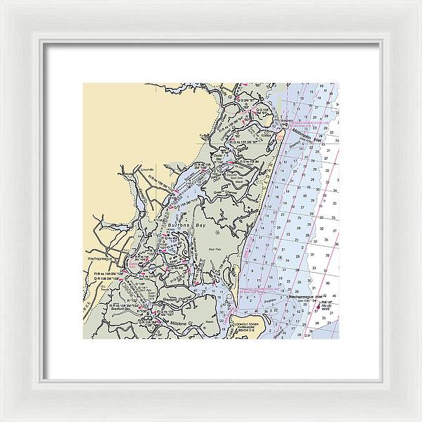 Burtons Bay-virginia Nautical Chart - Framed Print