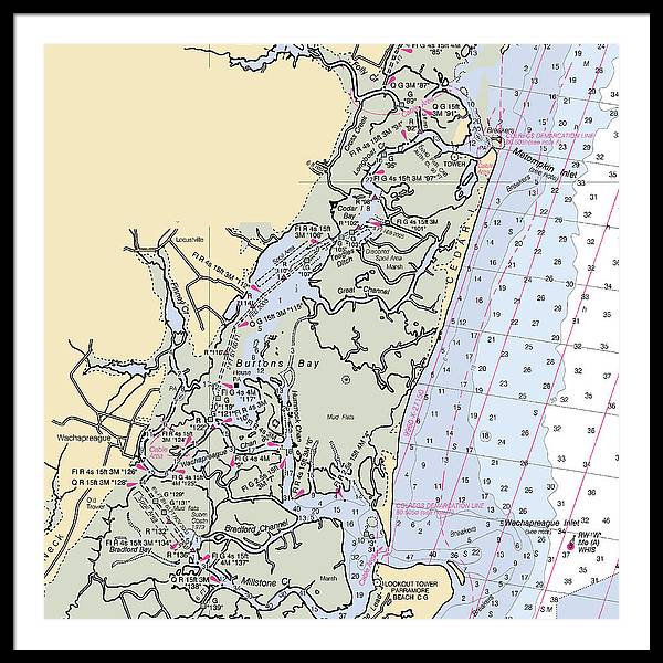 Burtons Bay-virginia Nautical Chart - Framed Print