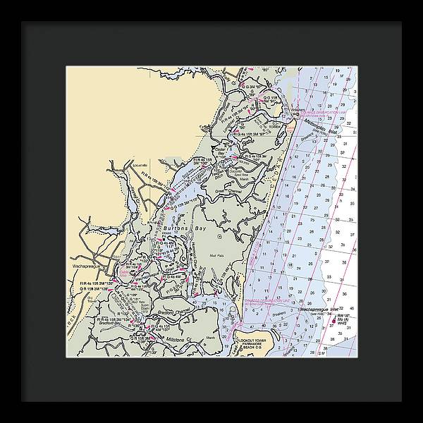 Burtons Bay-virginia Nautical Chart - Framed Print