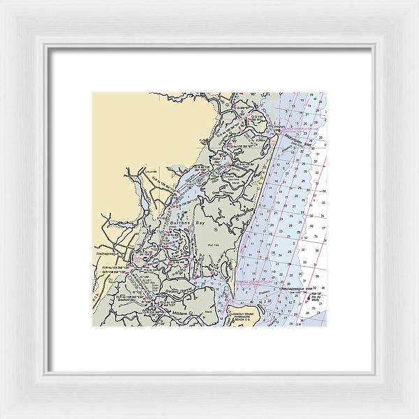 Burtons Bay-virginia Nautical Chart - Framed Print