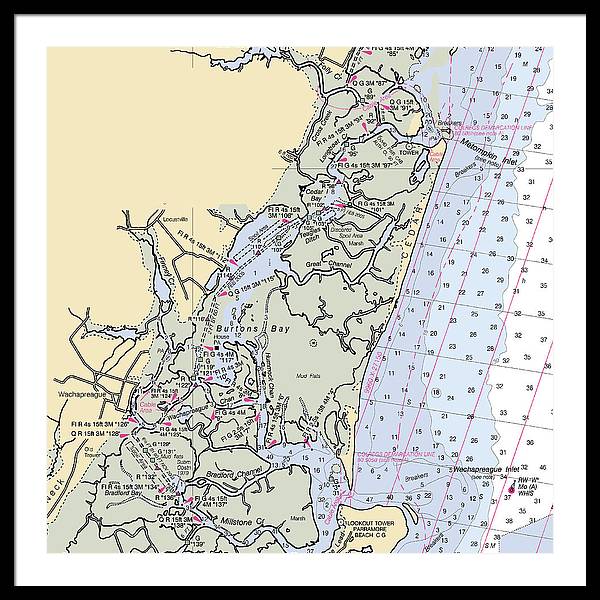 Burtons Bay-virginia Nautical Chart - Framed Print