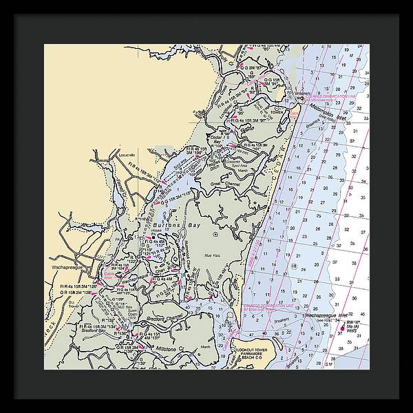 Burtons Bay-virginia Nautical Chart - Framed Print