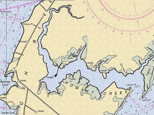 Bush River Maryland Nautical Chart Puzzle