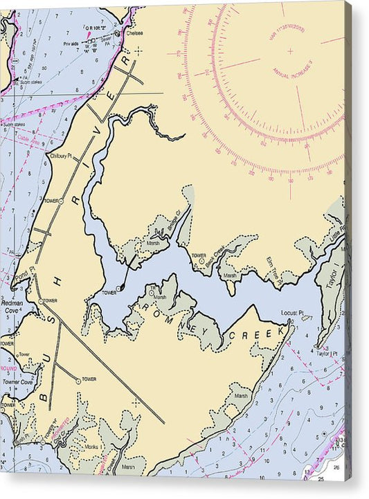 Bush River-Maryland Nautical Chart  Acrylic Print