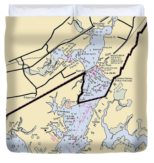 Bush River  Maryland Nautical Chart _V2 Duvet Cover