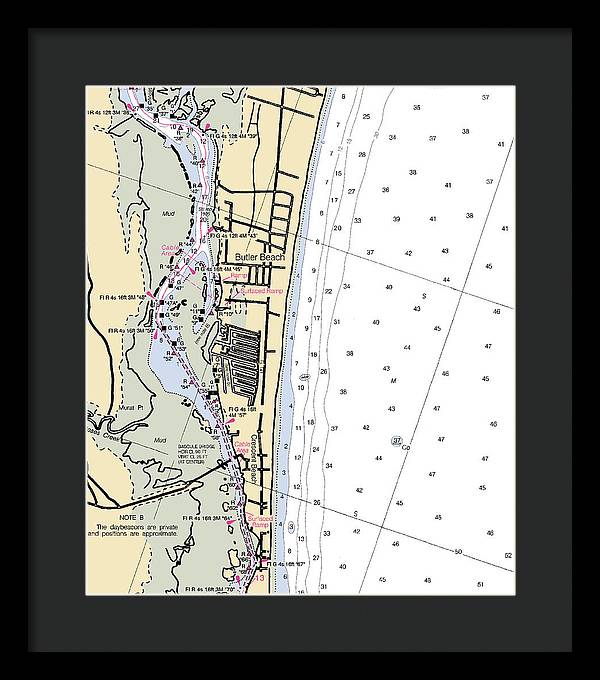 Butler Beach-florida Nautical Chart - Framed Print