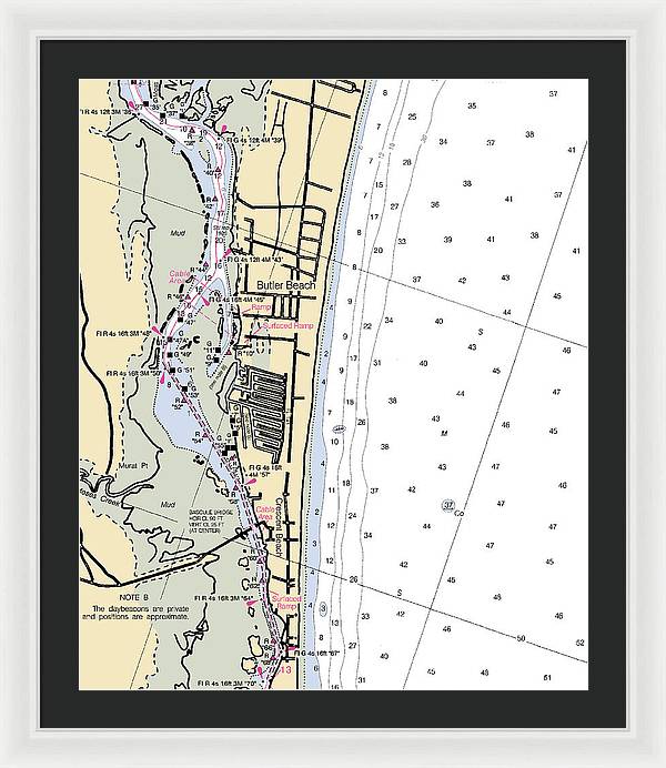 Butler Beach-florida Nautical Chart - Framed Print