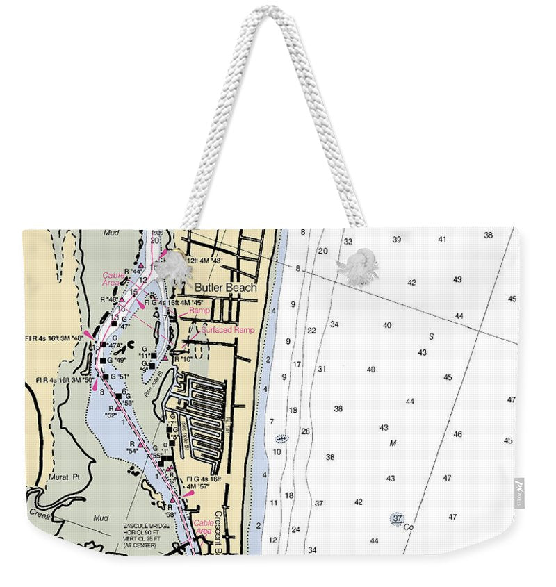 Butler Beach-florida Nautical Chart - Weekender Tote Bag