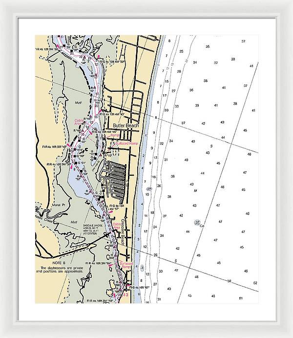 Butler Beach-florida Nautical Chart - Framed Print